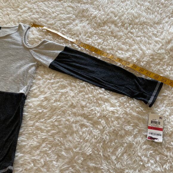 NWT INC Long Sleeve Cold Shoulder Top Gray & Black Color Block Size XS - Picture 8 of 9